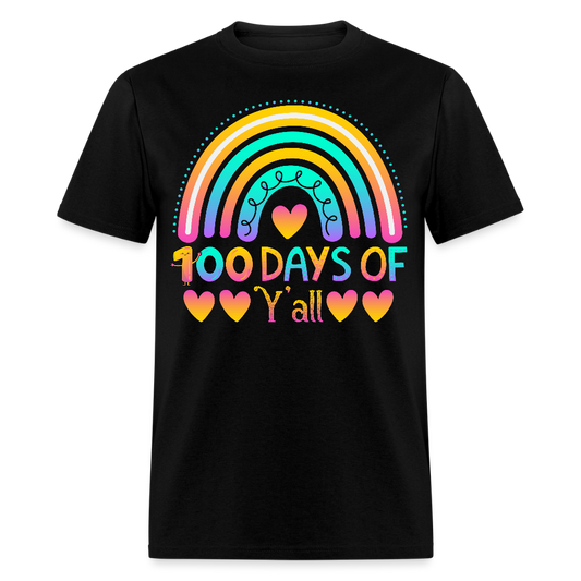 100 Days of School Shirt Rainbow & Hearts Design for Teachers Unisex T-Shirt - black