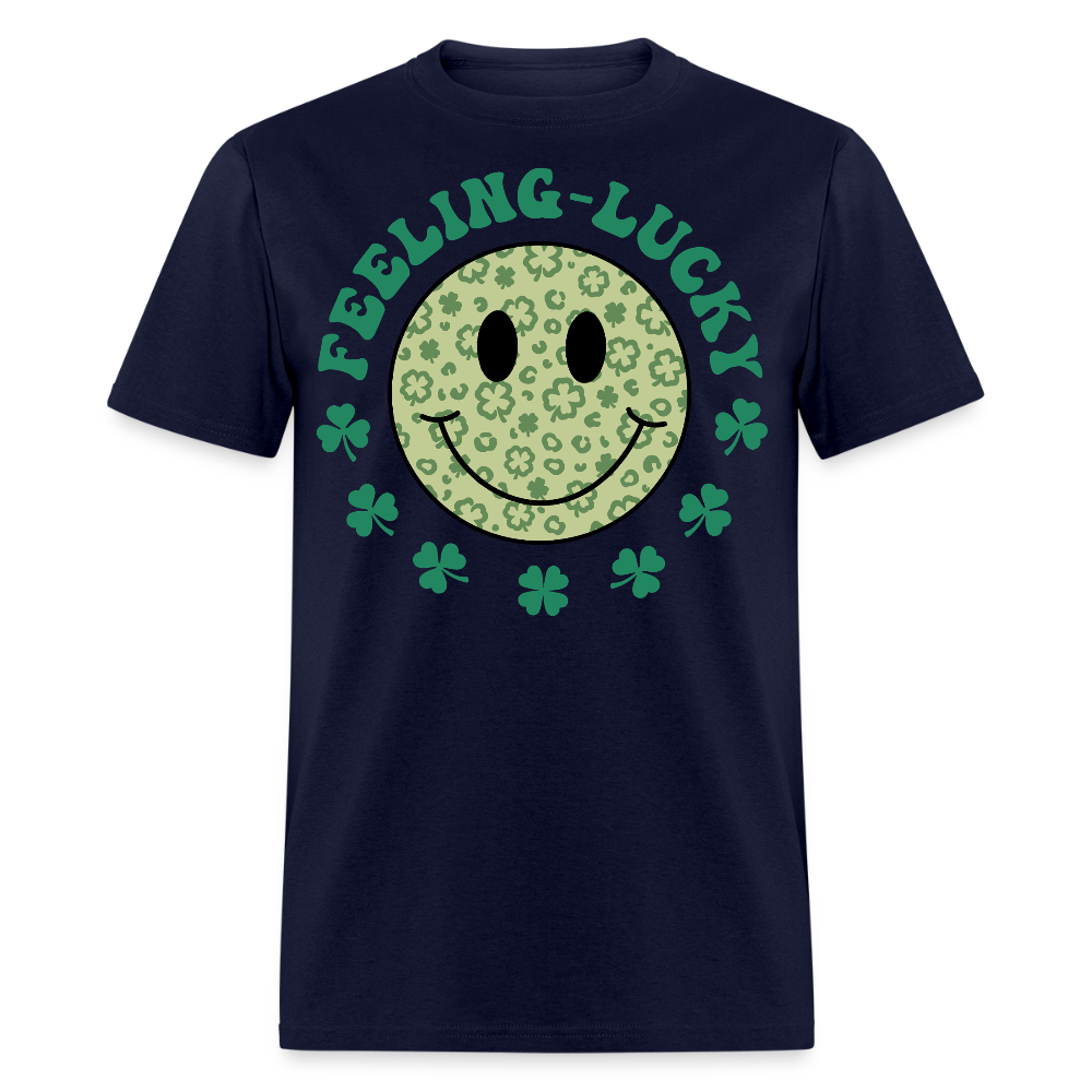 Feeling Lucky St Patrick’s Day Smiley Face T-shirt - navy