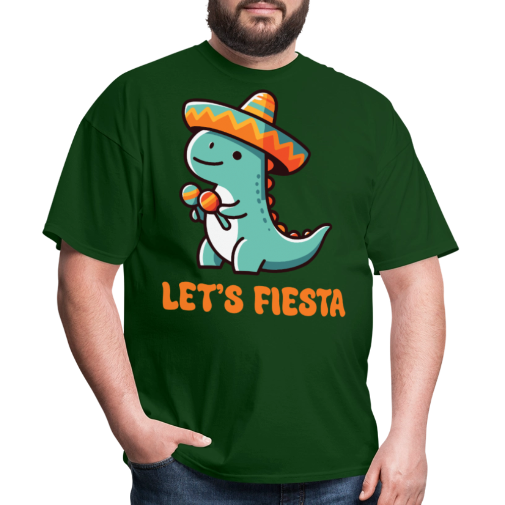 Cute Dinosaur Fiesta Tee For Party Lovers Let's Fiesta T-shirt - forest green