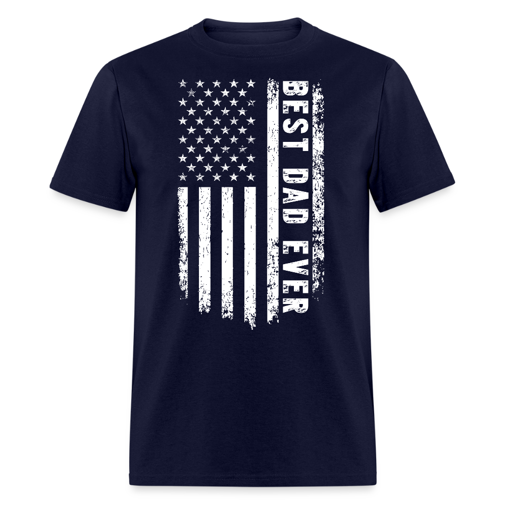 Best Dad Ever Distressed USA Flag Father’s Day T-shirt - navy