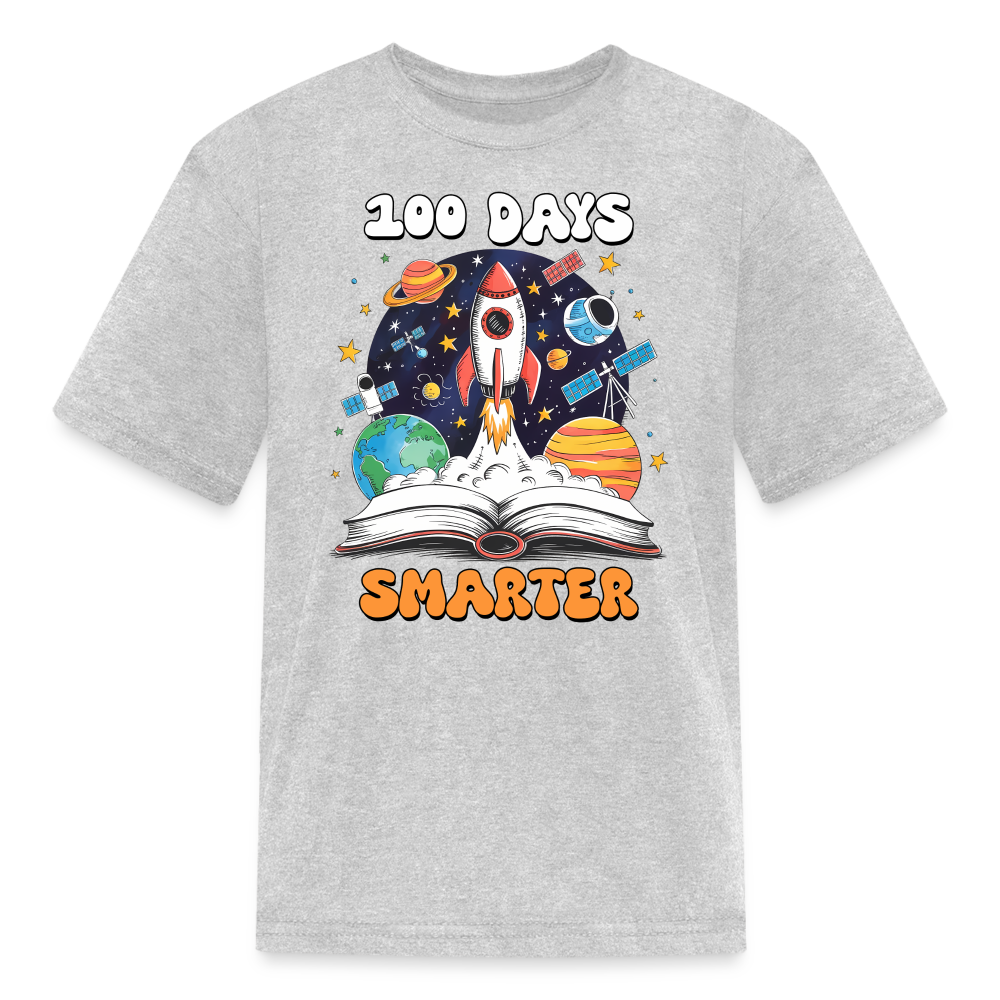 100 Days Smarter Space Themed STEM Learning Kids T-shirt - heather gray