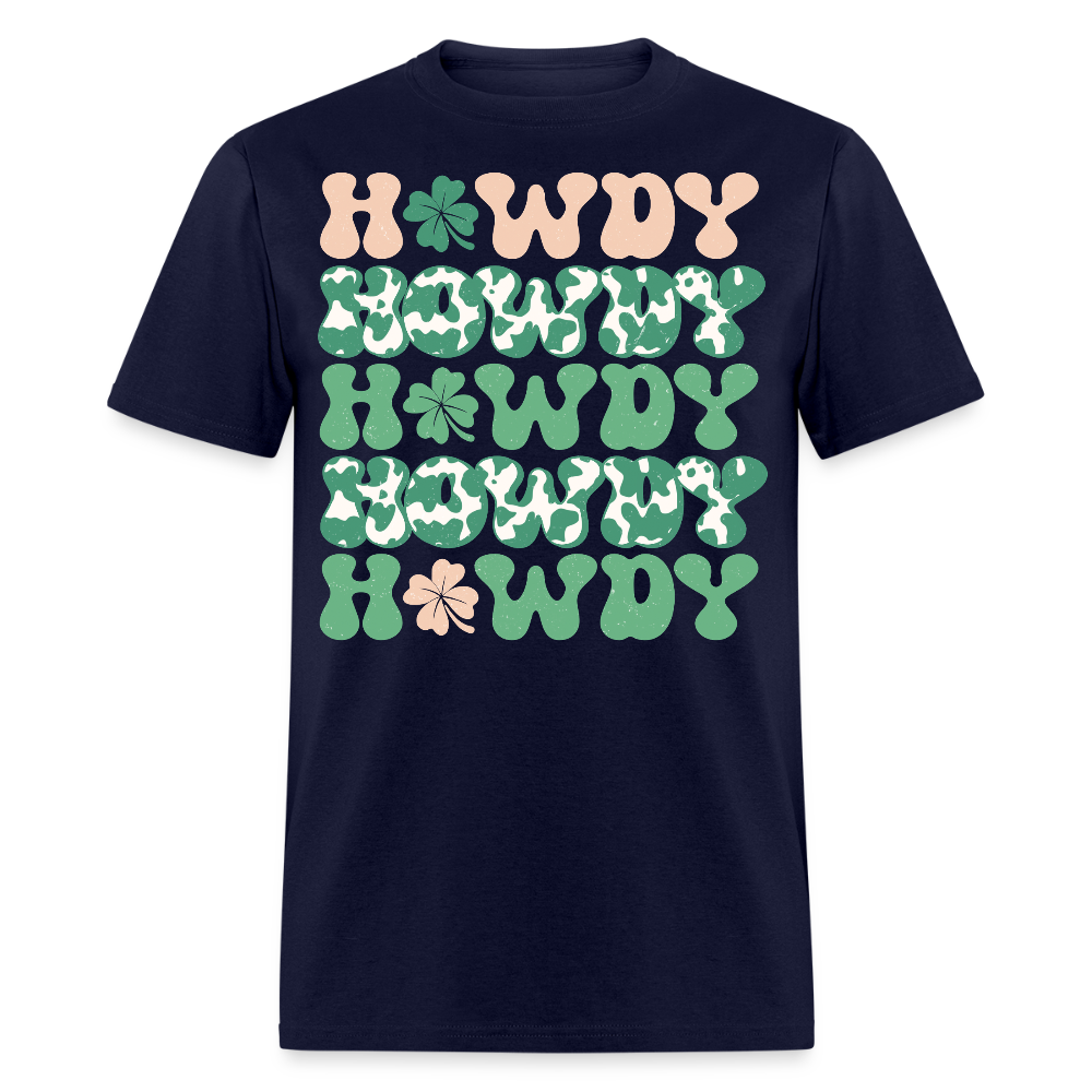 Howdy Western Cowgirl St Patrick's Day T-shirt - navy