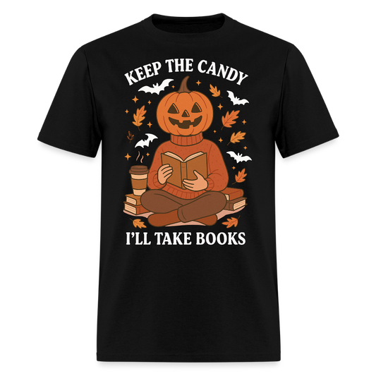 Pumpkin Books Coffee Halloween T-Shirt - black
