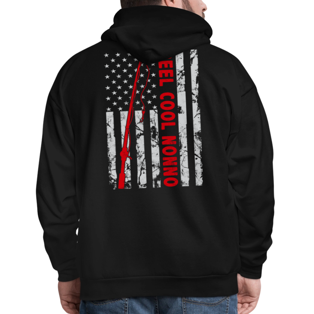 Reel Cool Nonno American Flag Fishing Hoodie - black