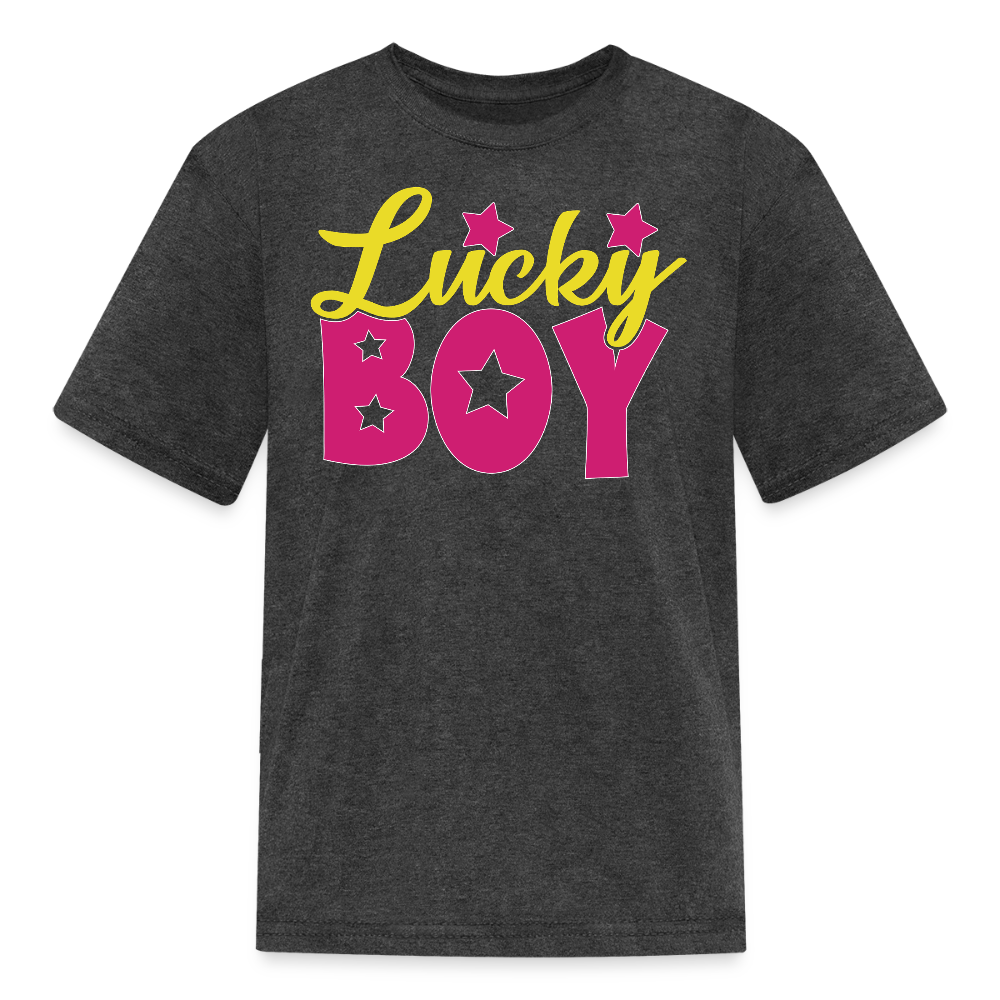 Retro Lucky Boy Shirt For St. Paddy’s Funny Mardi Gras T-Shirt - heather black