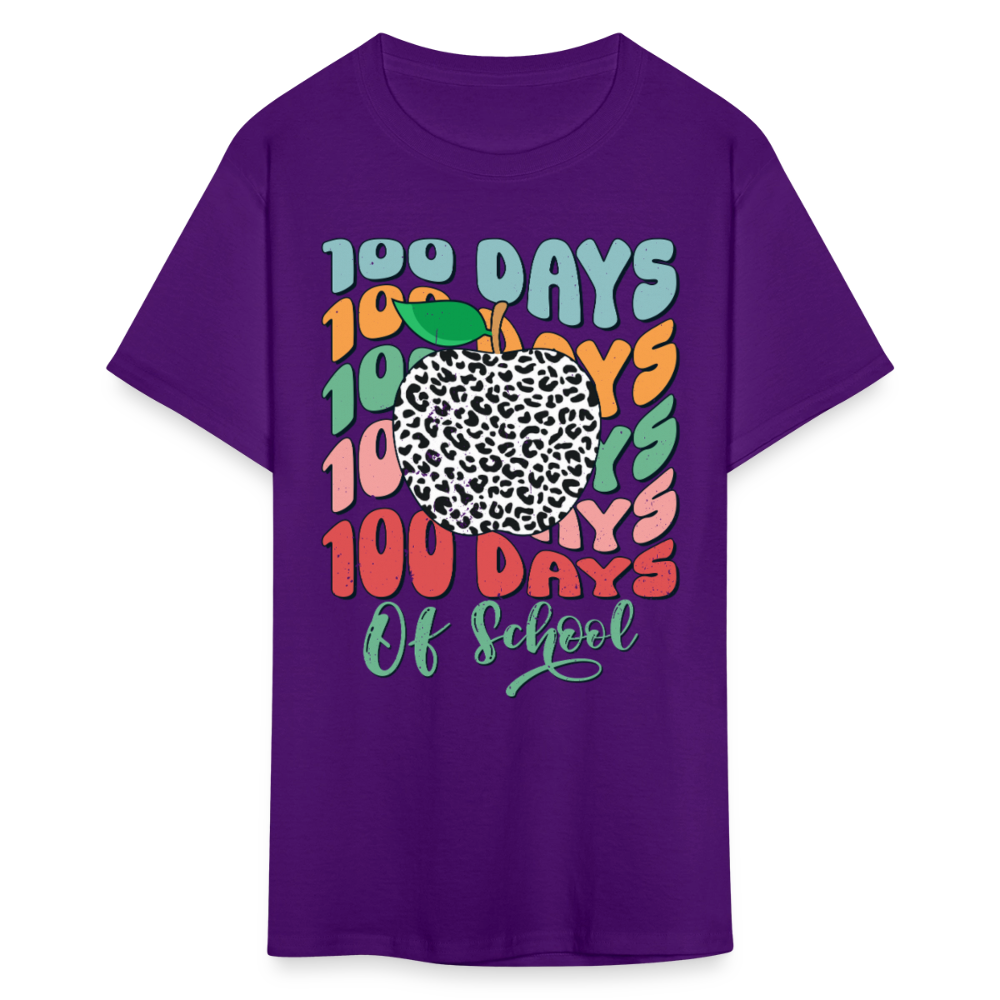 Leopard Print 100 Days of School Tee 100th-day Celebration T-shirt - purple