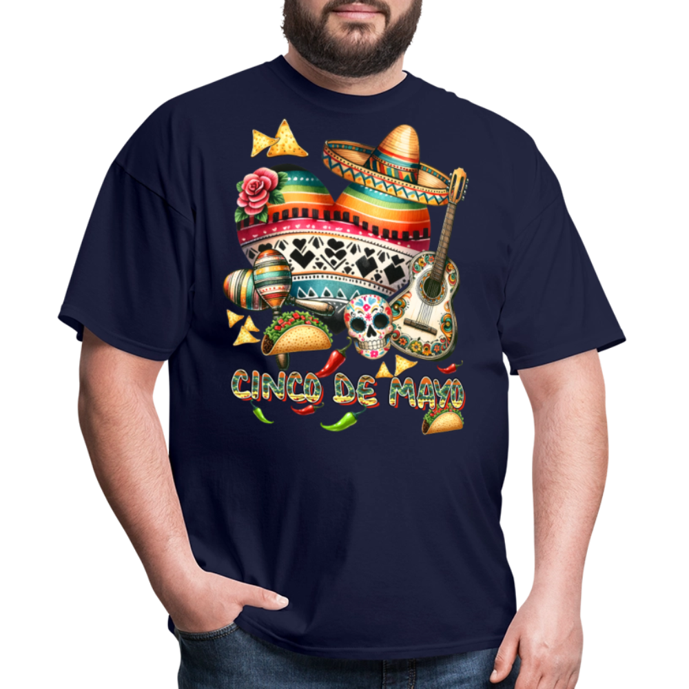 Colorful Skull And Taco Tee For Cinco De Mayo T-shirt - navy