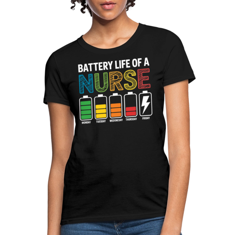 Battery Life Of A Nurse Gift For Healthcare Heroes T-Shirt - black