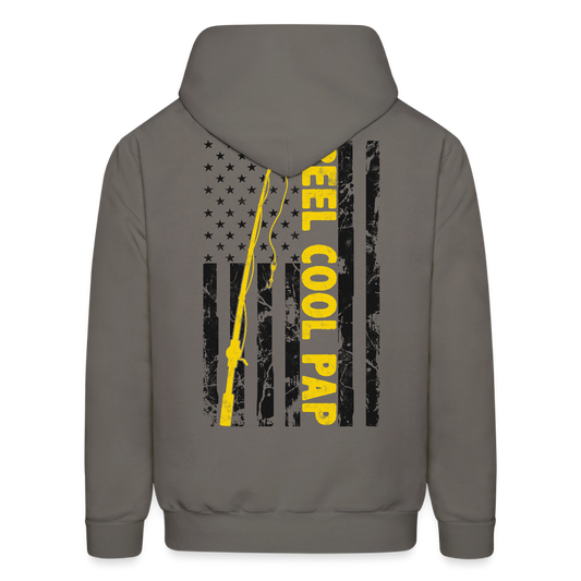 Reel Cool Pap USA Flag Patriotic Fishing Hoodie - asphalt gray