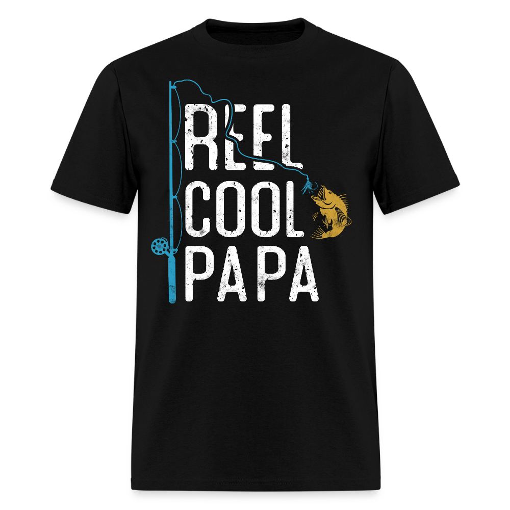 Reel Cool Papa Fishing Father's Day Gift T-shirt - black
