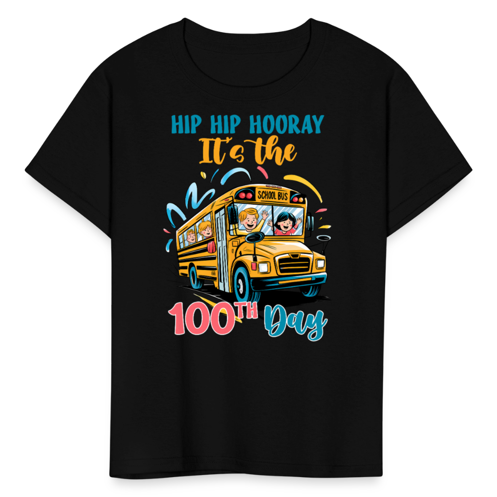 Hip Hip Hooray 100 Days of School Kids T-shirt - black