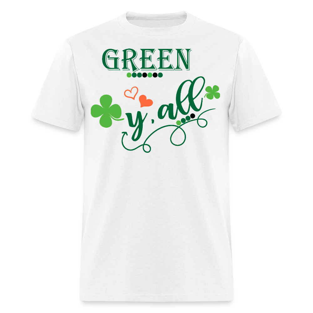 Cute Irish Clover Graphic Tee Green Y'all St Patrick’s Day T-shirt - white