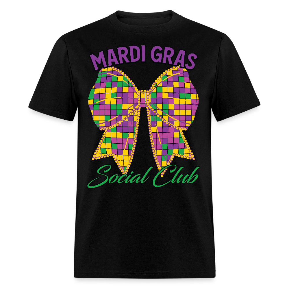 Mardi Gras Social Club Shirt For Women and Men Mardi Gras Bow T-shirt - black