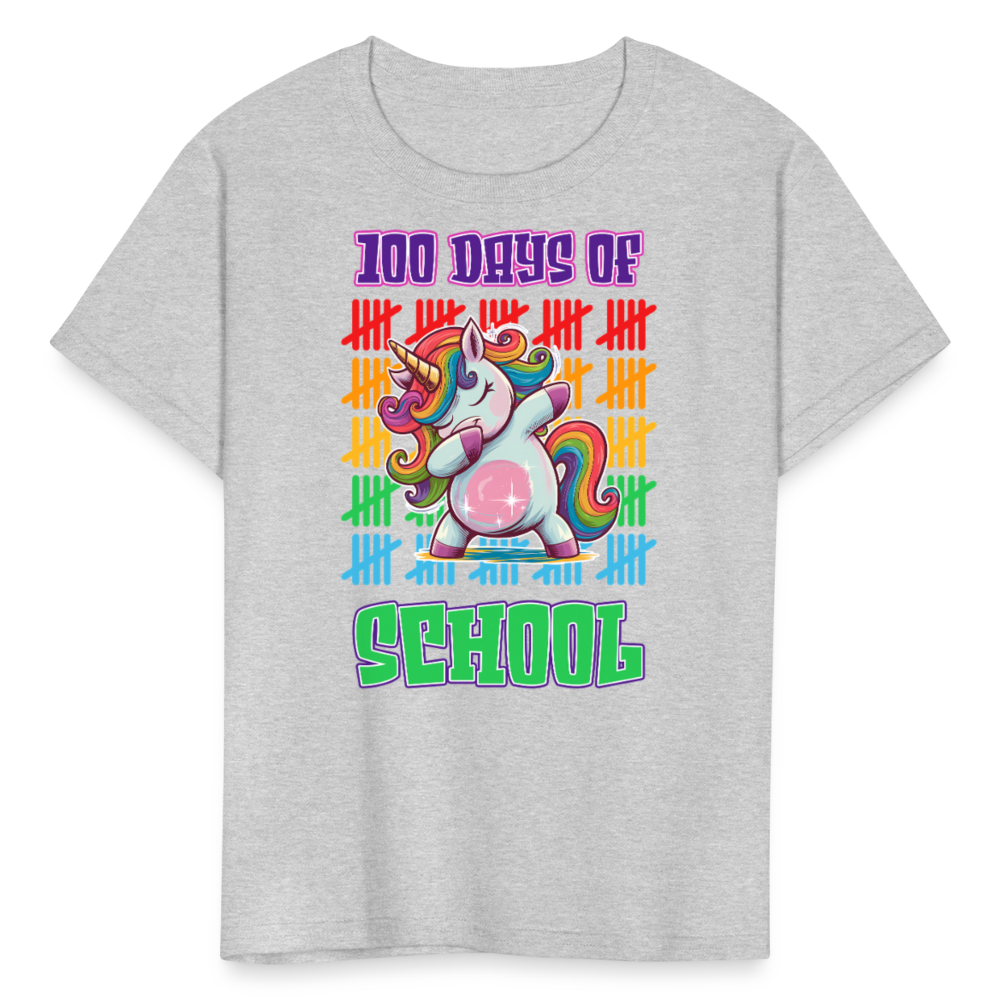 100 Days Of School Unicorn Kids T-Shirt - heather gray