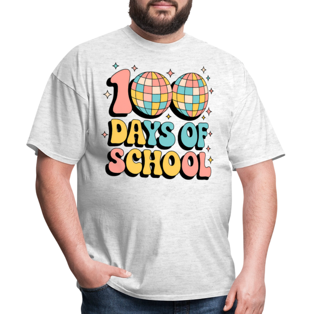 100 Days Of School Tee  For Teachers Funny Disco Theme T-shirt - light heather gray