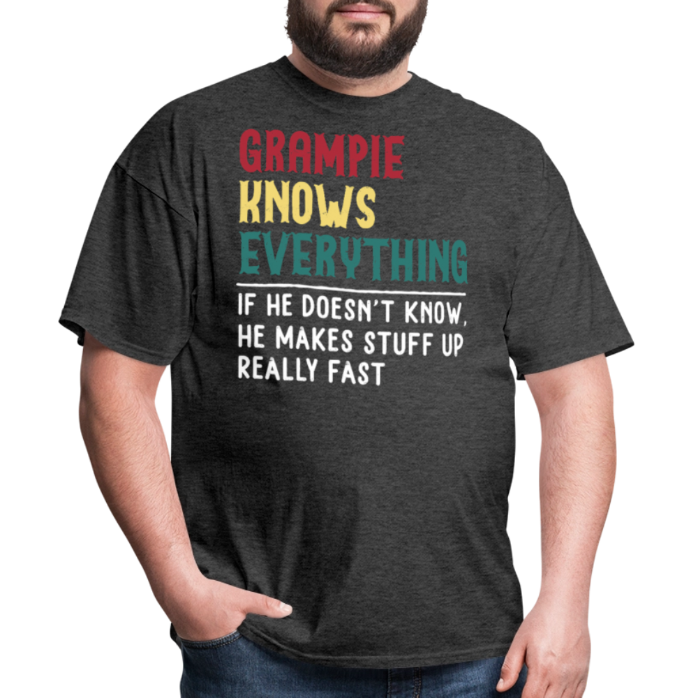 Grampie Knows Everything Humorous Grandpa T-shirt - heather black