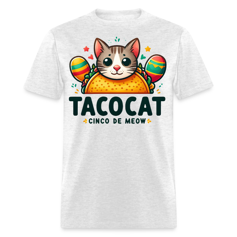 Cinco de Meow Cat Lover Gift Idea Cat and Taco Pun T-shirt - light heather gray