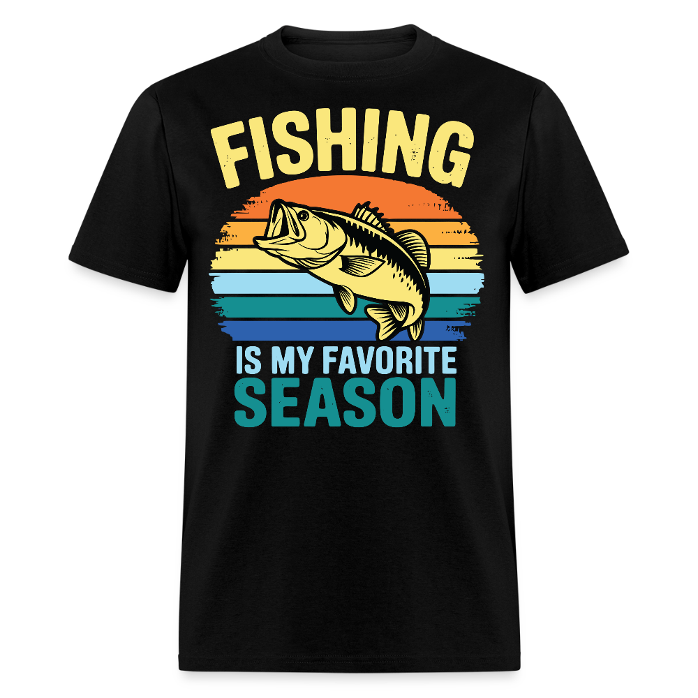Retro Fishing Is My  Favorite Season T-shirt - black