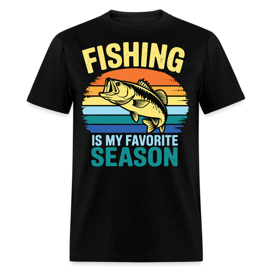 Retro Fishing Is My  Favorite Season T-shirt - black