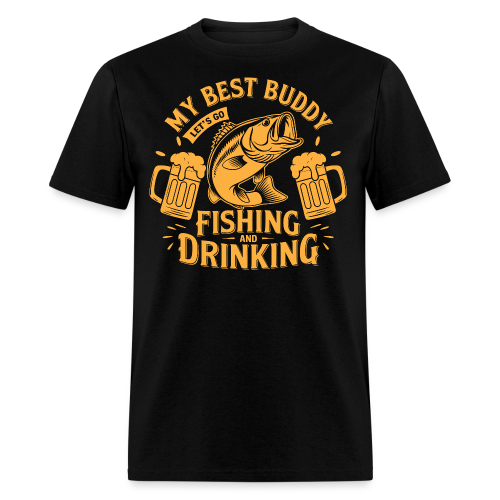 My Best Buddy Fishing And Drinking T-shirt - black