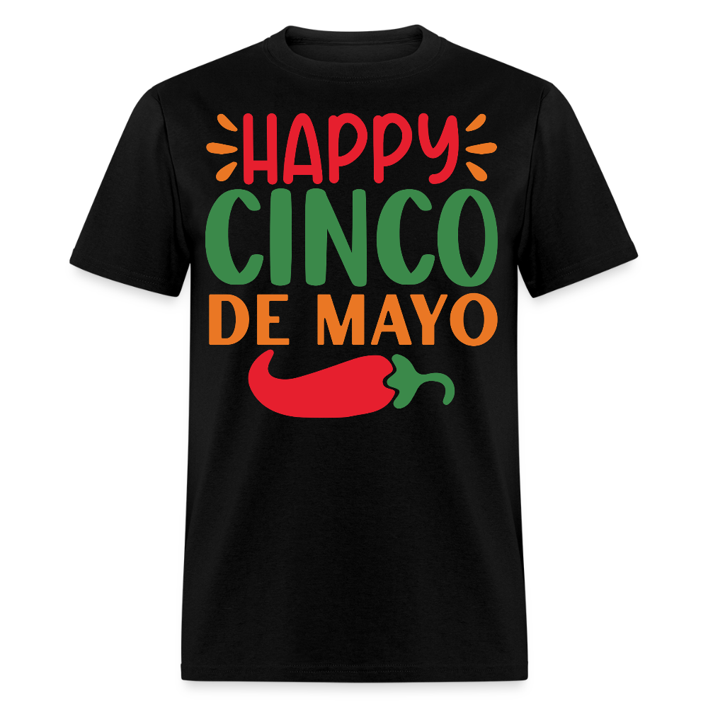 Colorful Happy Cinco de Mayo Fiesta T-shirt - black