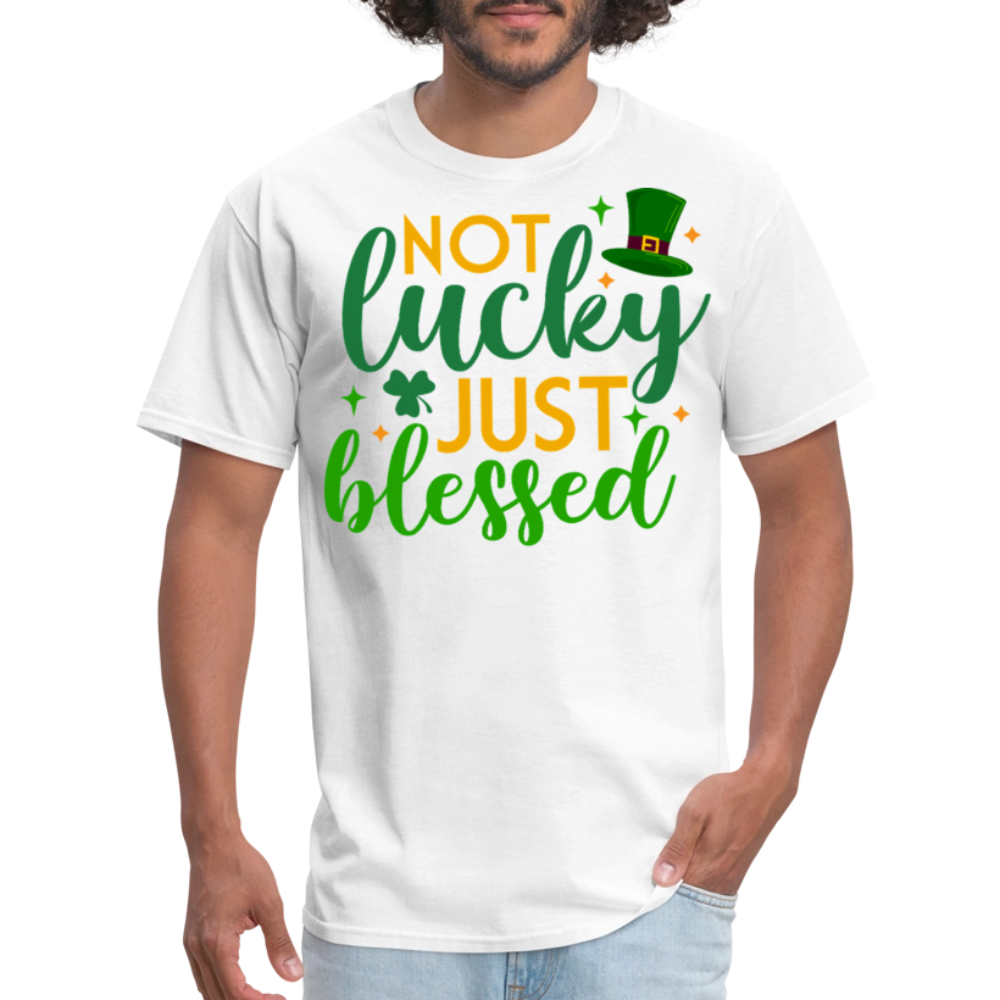 Blessed Not Lucky St Patrick’s Day Christian T-shirt - white