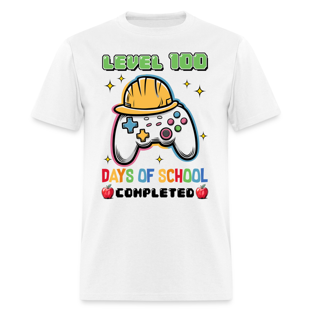 Level 100 Days Of School Gamer Shirt Level Up School Milestone T-shirt - white