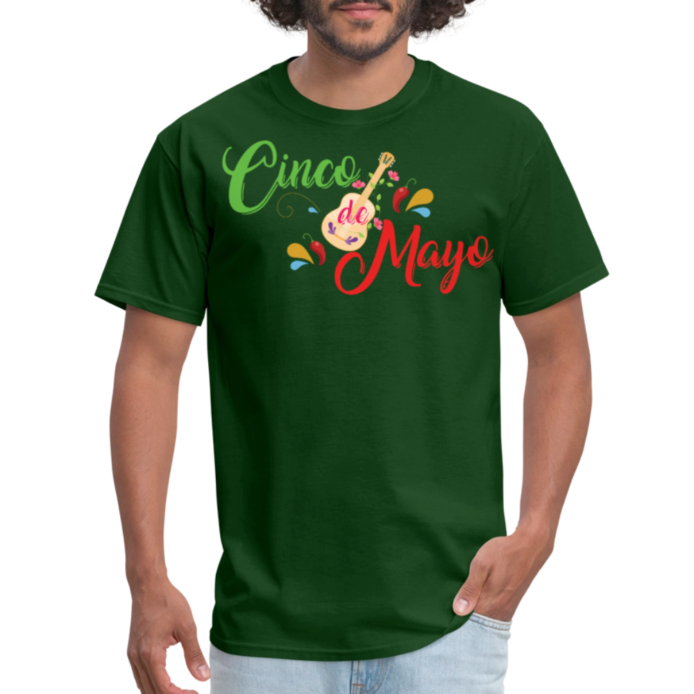 Colorful Cinco De Mayo Shirt With Guitar Unisex T-shirt - forest green