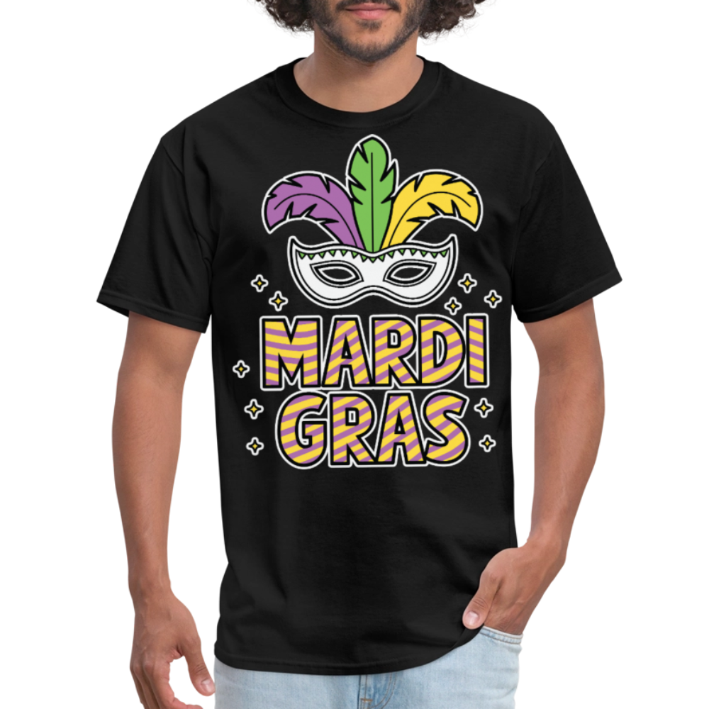 Funny And Stylish Mardi Gras Parade Tee Colorful Masquerade Mask T-shirt - black