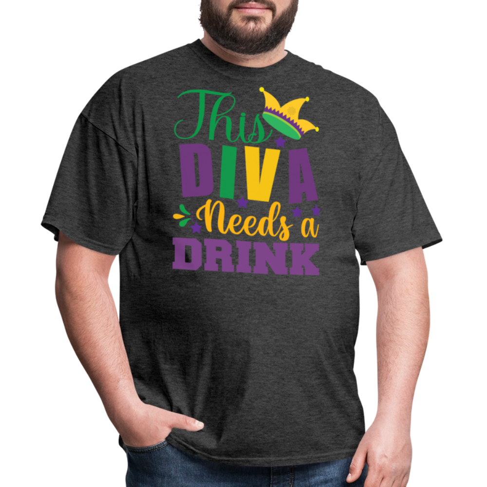 Mardi Gras Diva Drinking Shirt For Women Funny New Orleans T-shirt - heather black