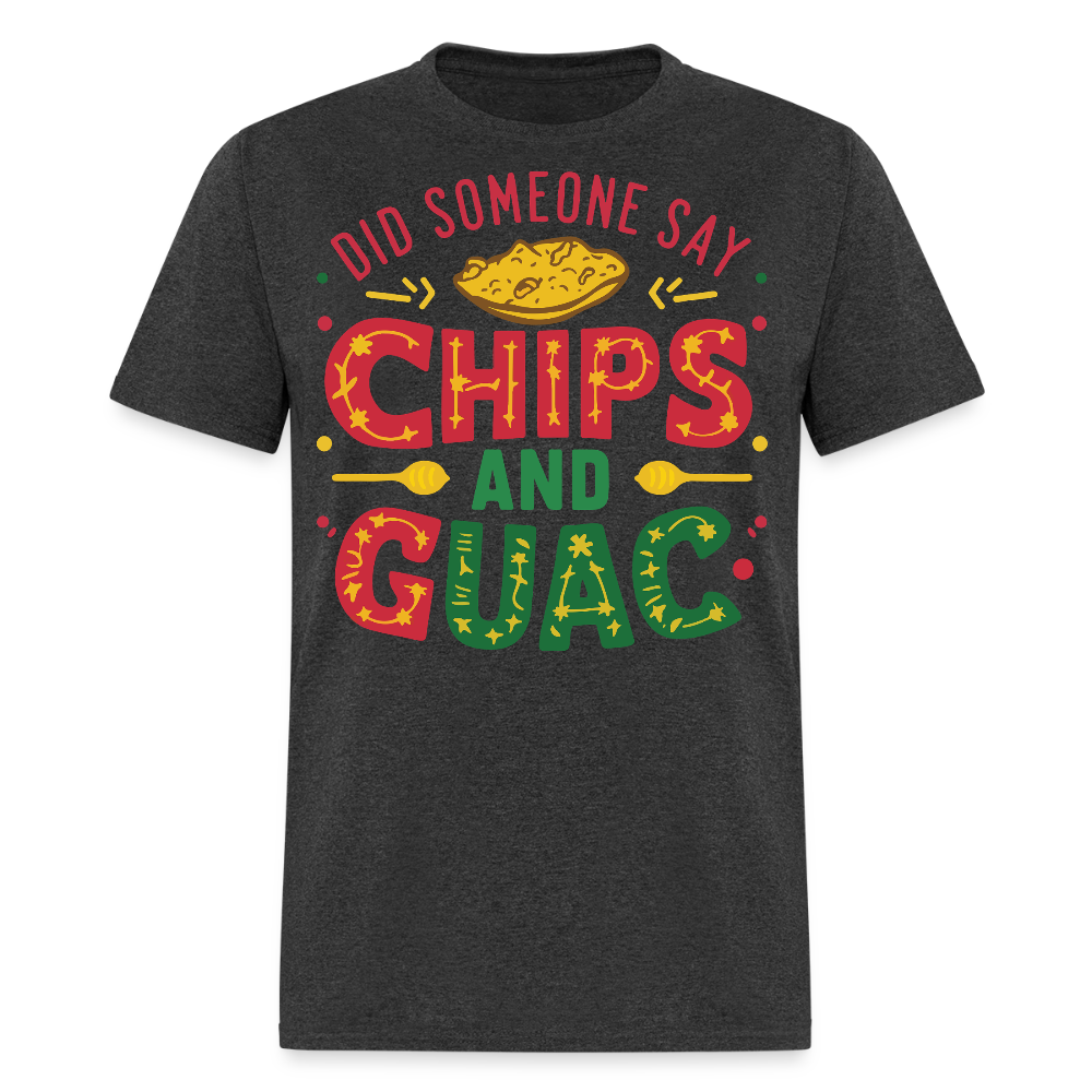 Mexican Food Lover Graphic Tee Funny Chips And Guacamole T-shirt - heather black