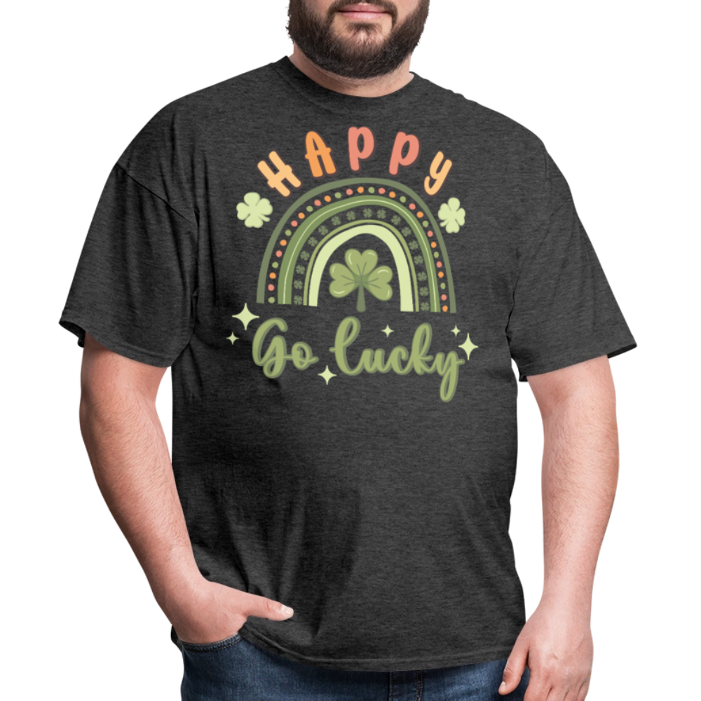 St Patrick’s Day Lucky Charm Tee Irish Shamrock Rainbow T-shirt - heather black