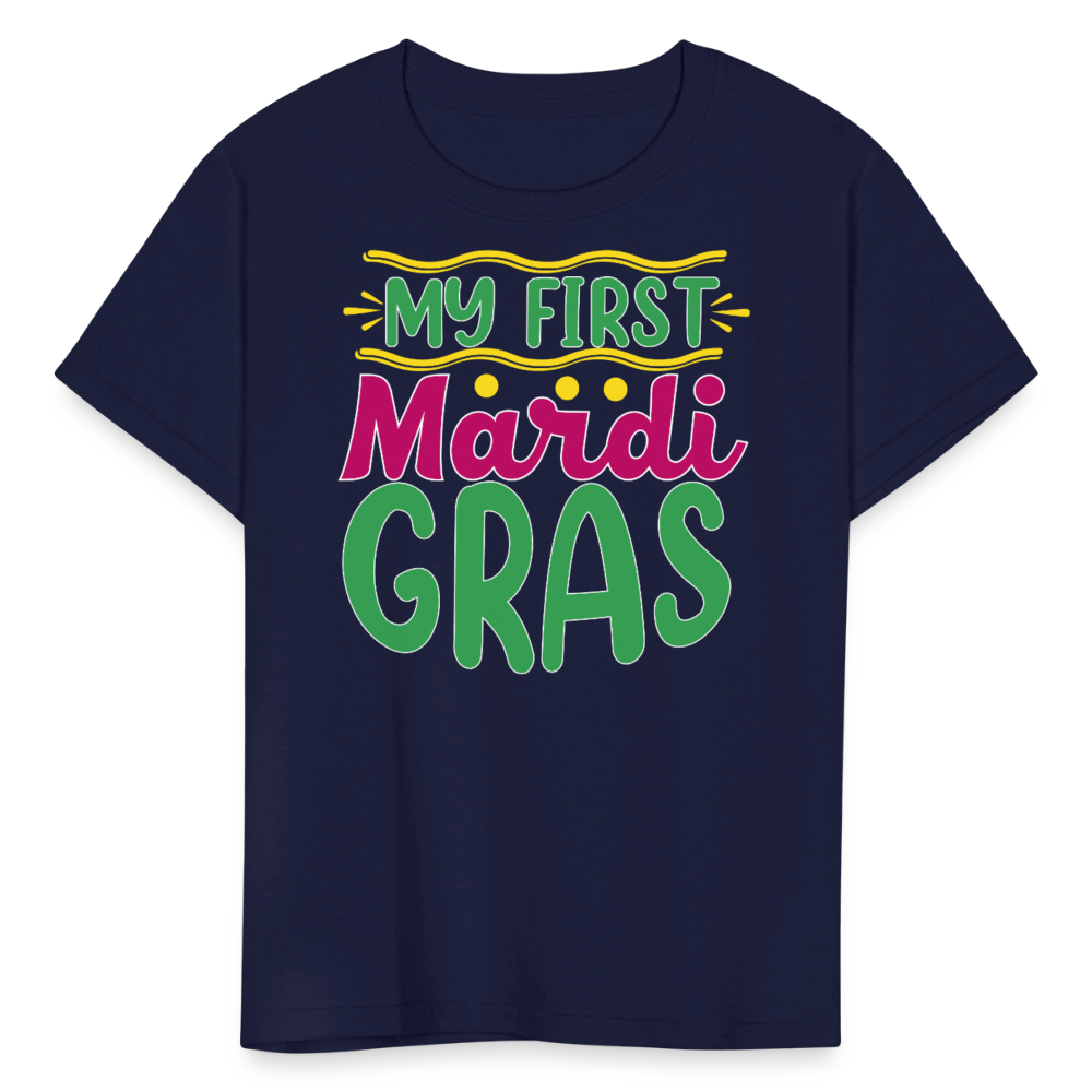 Baby’s First Mardi Gras Outfit Colorful Festival T-shirt - navy