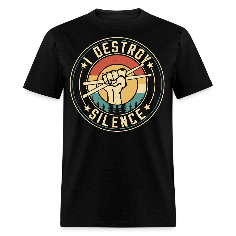 Vintage Drummer I Destroy Silence T-shirt - black