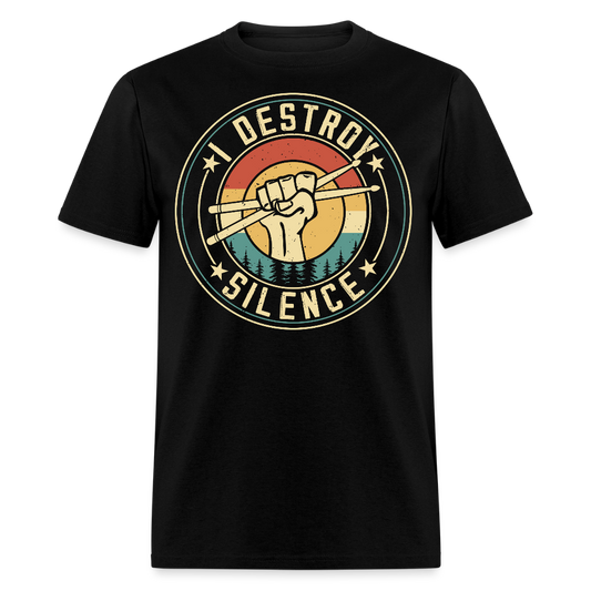 Vintage Drummer I Destroy Silence T-shirt - black
