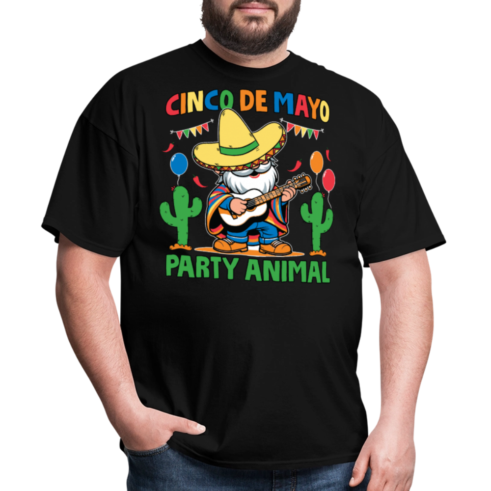 Cinco De Mayo Party Animal Funny Mexican Fiesta Gnome T-shirt - black