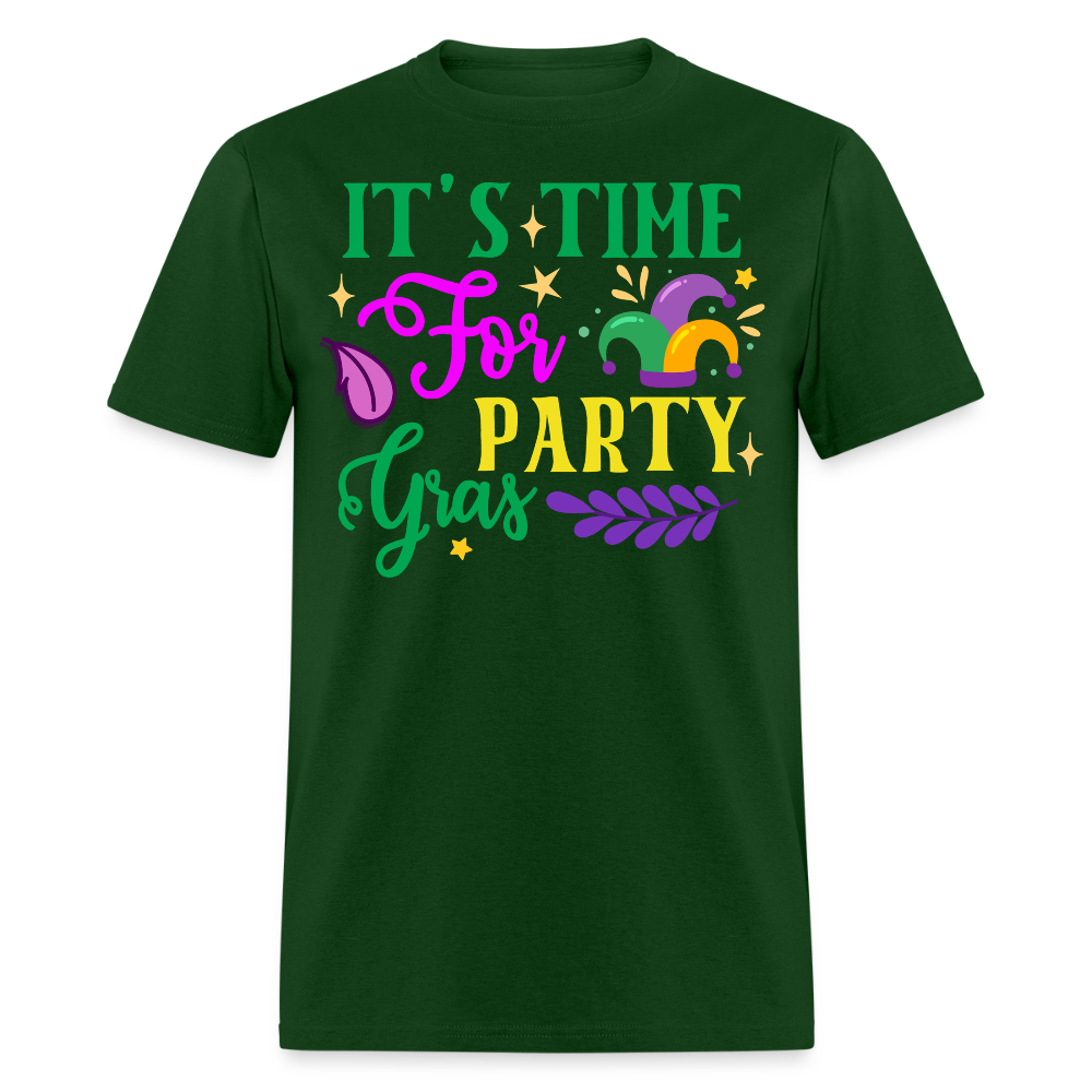 Funny Mardi Gras Festival Tee It's Time for Party Gras T-shirt - forest green