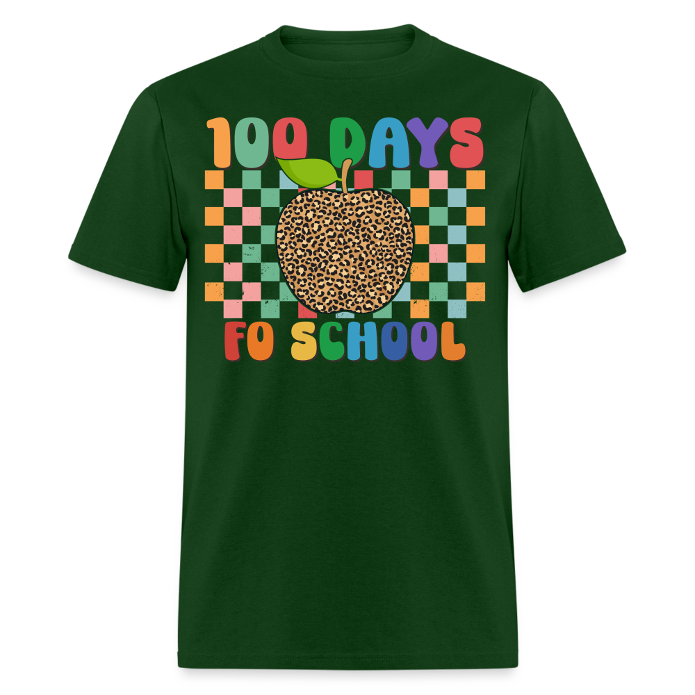 Leopard Print 100 Days of School Shirt Teacher Gifts Unisex T-shirt - forest green