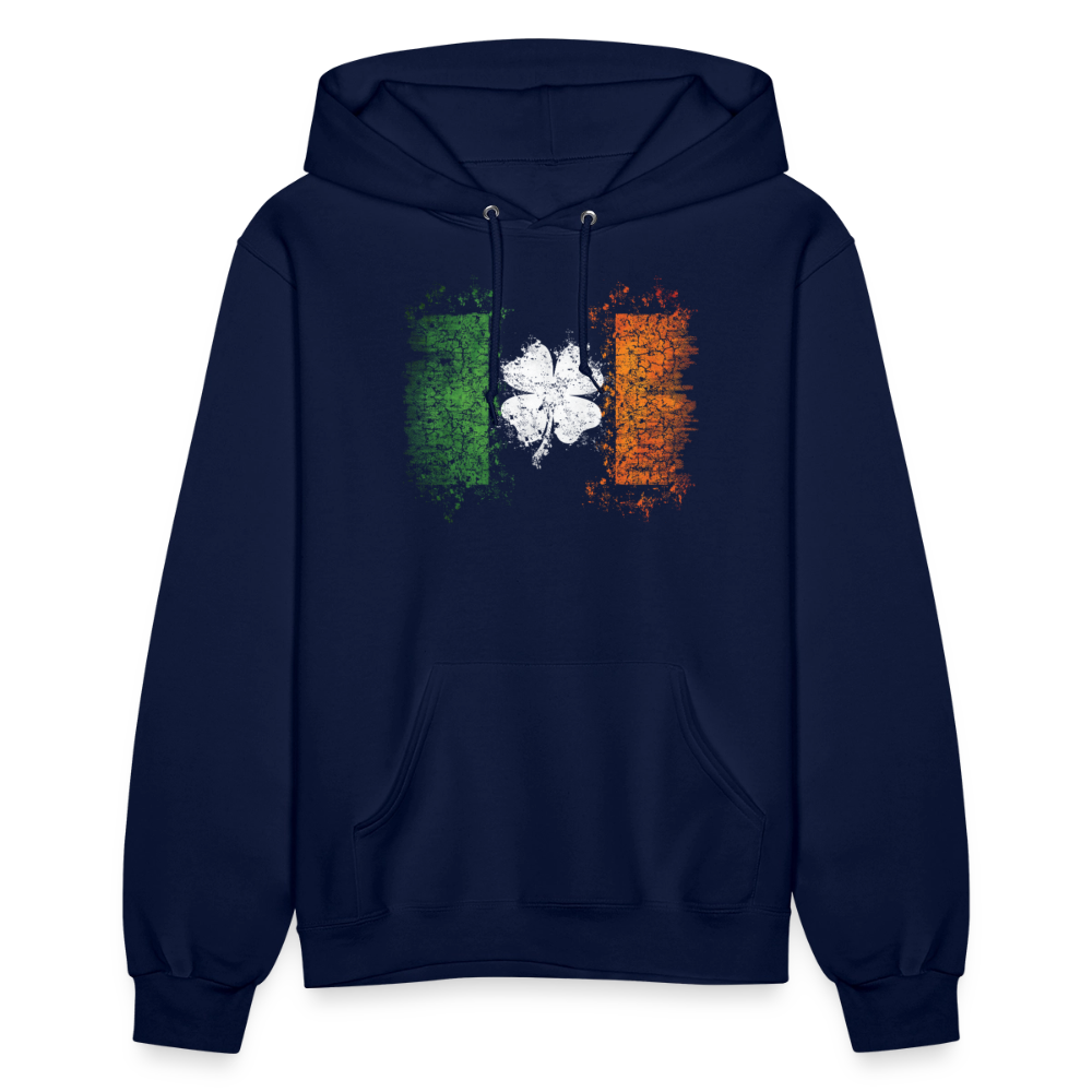 Women's Irish Flag Distressed Shamrock Hoodie - St Patrick's Day - navy