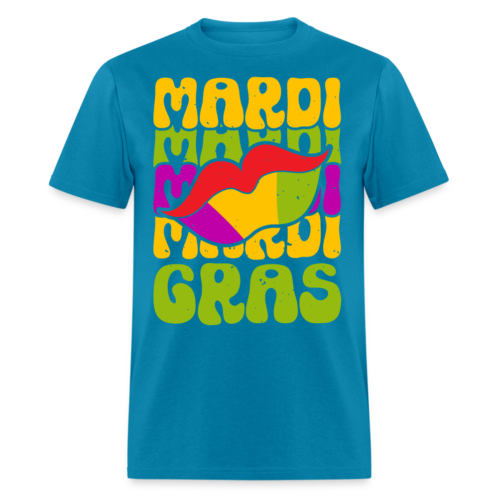 New Orleans Carnival Funny Mardi Gras Lips T-shirt - turquoise