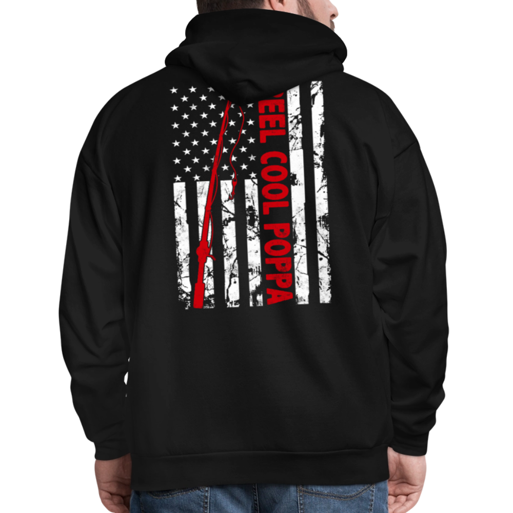 Reel Cool Poppa Father's Day Patriotic Fishing Hoodie - black