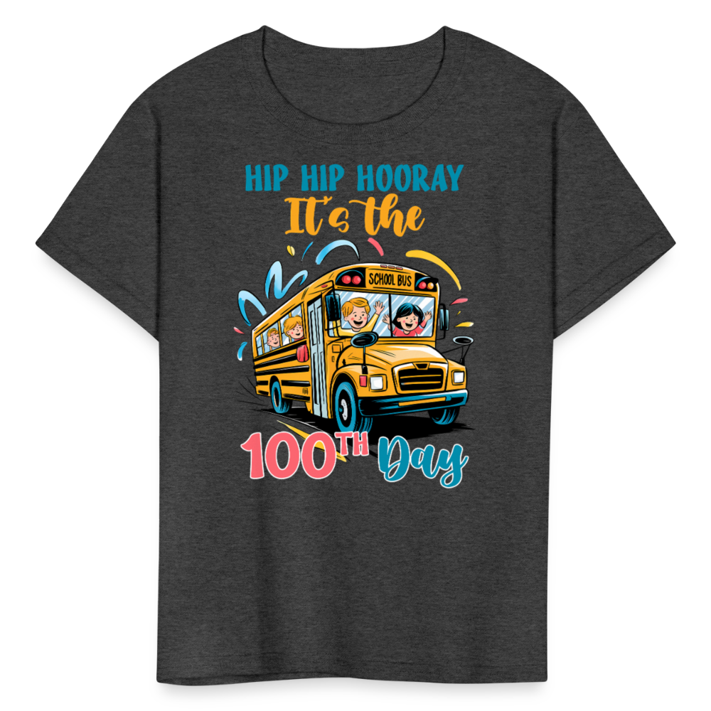 Hip Hip Hooray 100 Days of School Kids T-shirt - heather black