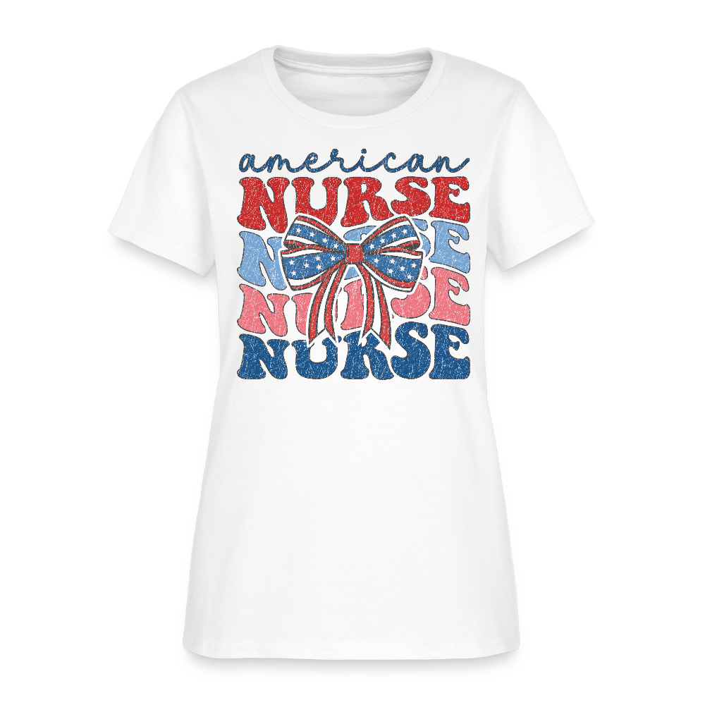 American Nurse Retro Fourth Of July Nurses T-Shirt - white