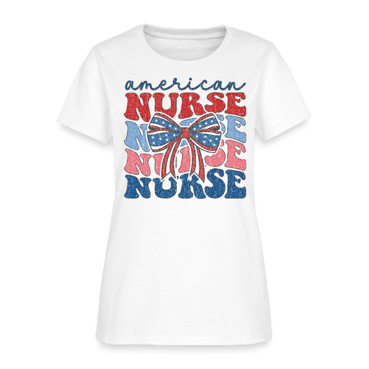 American Nurse Retro Fourth Of July Nurses T-Shirt - white