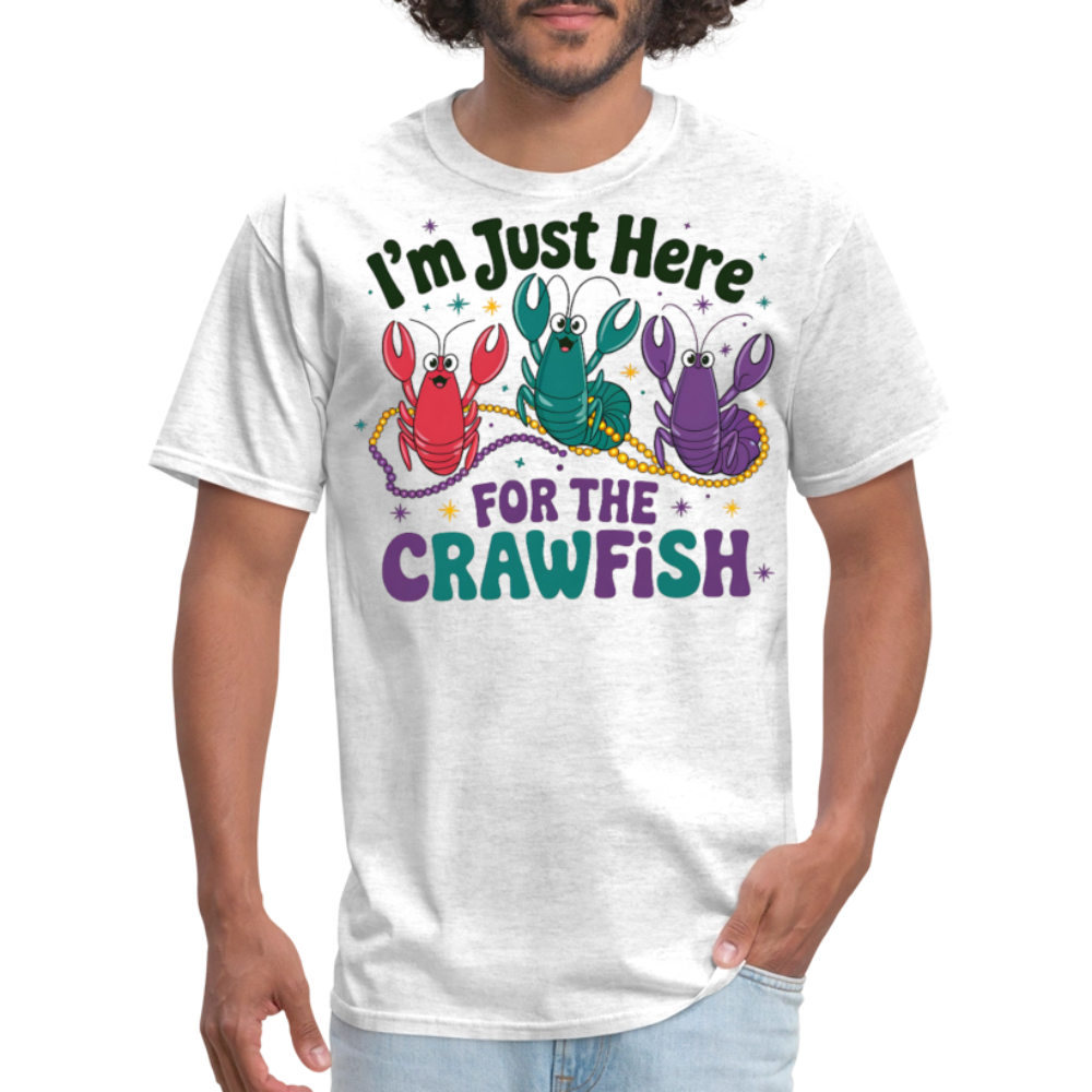 I'm Just Here For The Crawfish Tee Funny Mardi Gras Crawfish T-Shirt - light heather gray