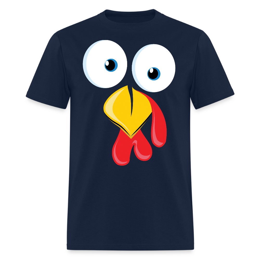 Turkey Face Funny Thanksgiving T-Shirt - navy