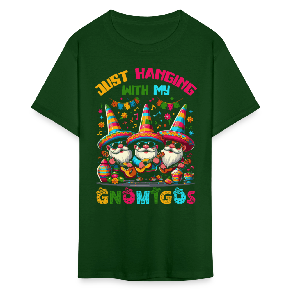 Just Hanging With My Gnomigos Tee Funny Mexican Gnome T-shirt - forest green