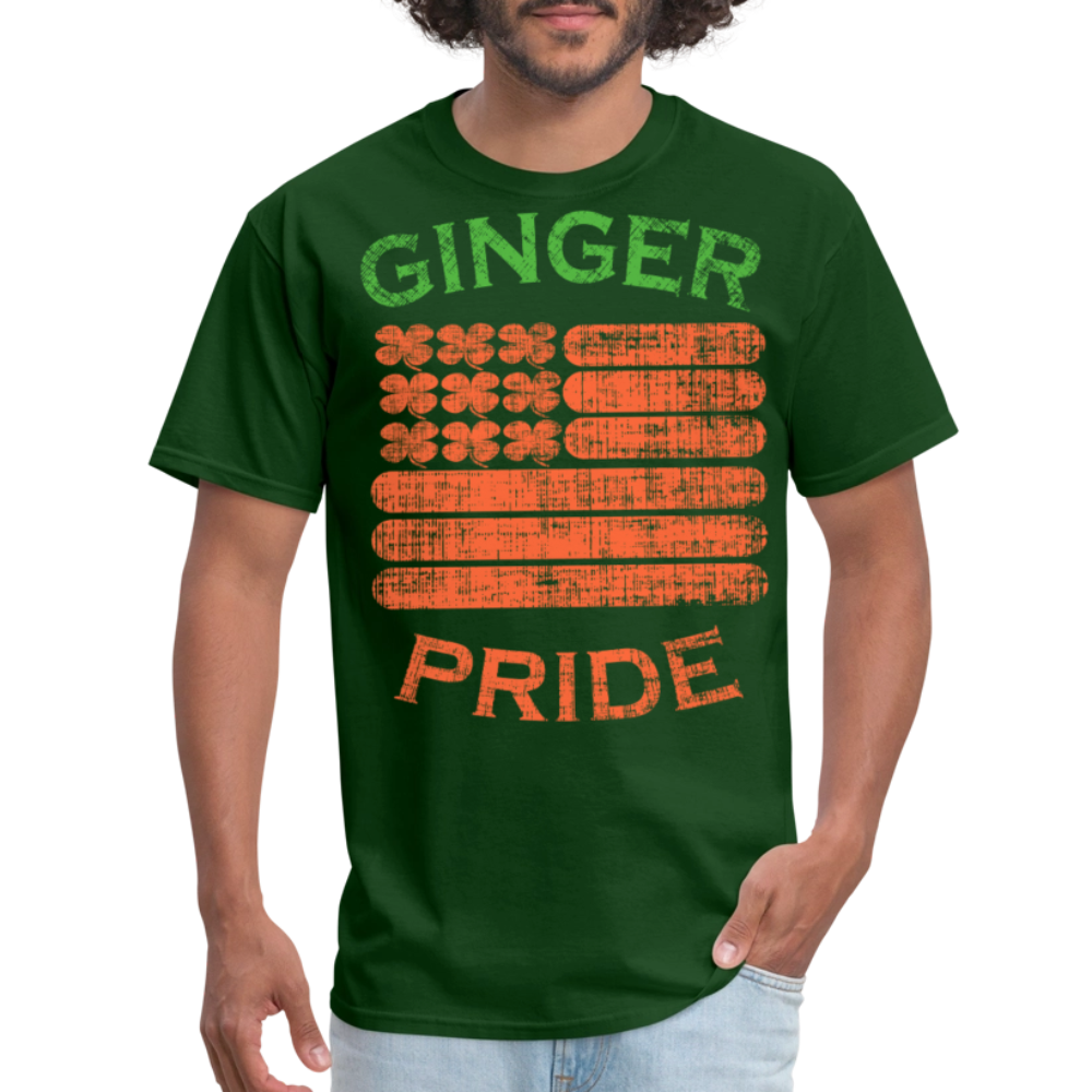 Ginger Pride American Flag Funny St Patrick’s Day  T-shirt - forest green