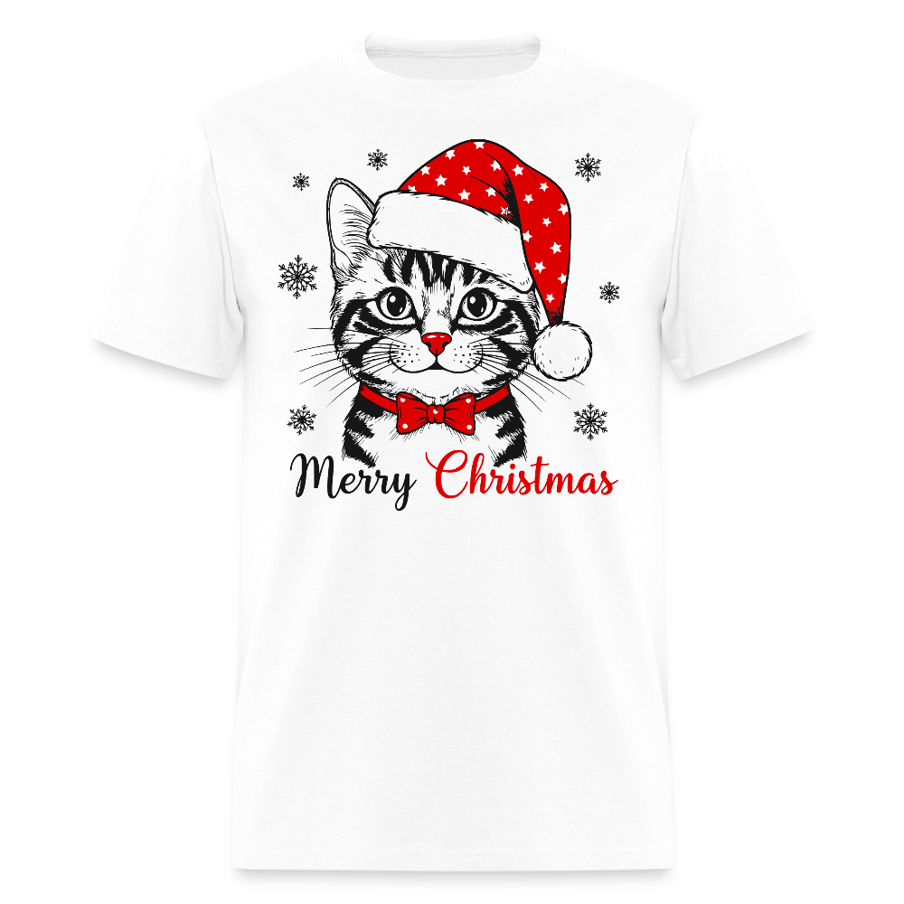 Merry Christmas Cat Tee for Holiday Season T-Shirt - white