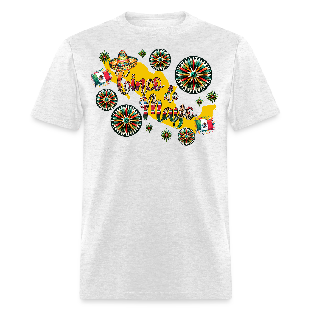 Mexican Pride Tee For Cinco De Mayo Mexico Map Graphic T-shirt - light heather gray